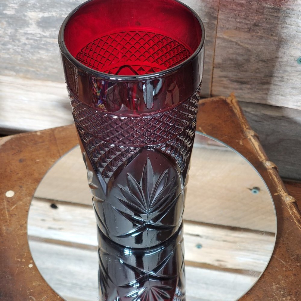 Luminarc  Cristal D'Arques Durand  "Antique Ruby"   Red Highball Tumbler